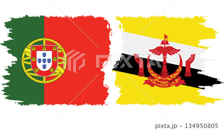 Brunei and Portugal grunge flags connection vector Brunei and Portugal grunge flags connection vector 134950805