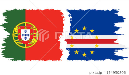 Cape Verde and Portugal grunge flags connection vector Cape Verde and Portugal grunge flags connection vector 134950806