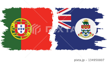 Cayman Islands and Portugal grunge flags connection vector 134950807