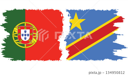 Congo - Kinshasa and Portugal grunge flags connection vector 134950812