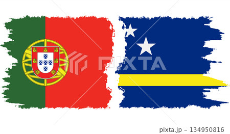 Curacao and Portugal grunge flags connection vector 134950816