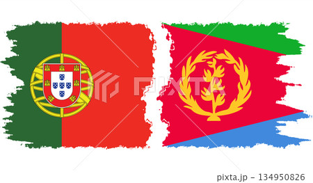 Eritrea and Portugal grunge flags connection vector 134950826