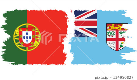 Fiji and Portugal grunge flags connection vector 134950827