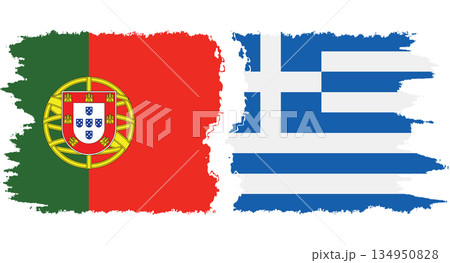 Greece and Portugal grunge flags connection vector 134950828