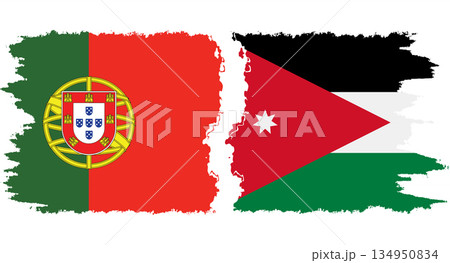 Jordan and Portugal grunge flags connection vector 134950834