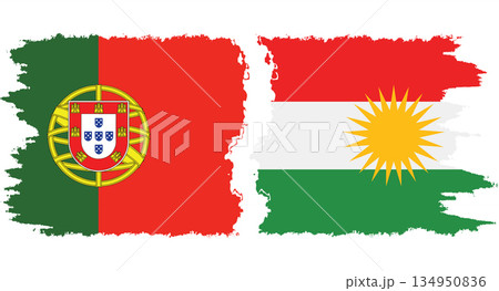 Kurdistan and Portugal grunge flags connection vector Kurdistan and Portugal grunge flags connection vector 134950836