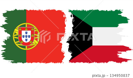 Kuwait and Portugal grunge flags connection vector Kuwait and Portugal grunge flags connection vector 134950837