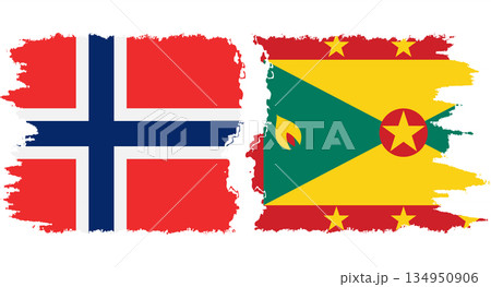Grenada and Norwegian grunge flags connection vector 134950906