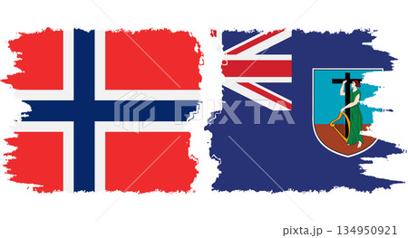 Montserrat and Norwegian grunge flags connection vector 134950921