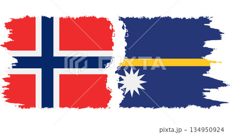 Nauru and Norwegian grunge flags connection vector 134950924