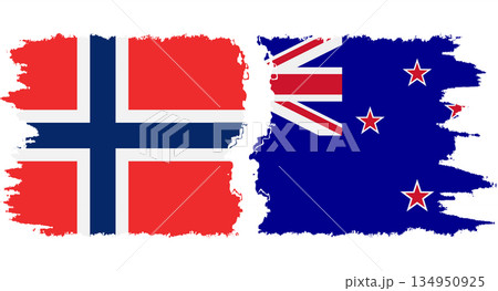 New Zealand and Norwegian grunge flags connection vector New Zealand and Norwegian grunge flags connection vector 134950925