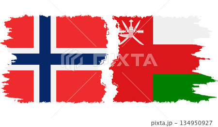 Oman and Norwegian grunge flags connection vector Oman and Norwegian grunge flags connection vector 134950927