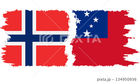 Independent State and Norwegian grunge flags connection vector Independent State and Norwegian grunge flags connection vector 134950936