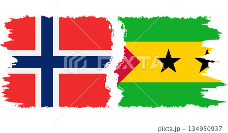 Sao Tome and Principe and Norwegian grunge flags connection vector 134950937