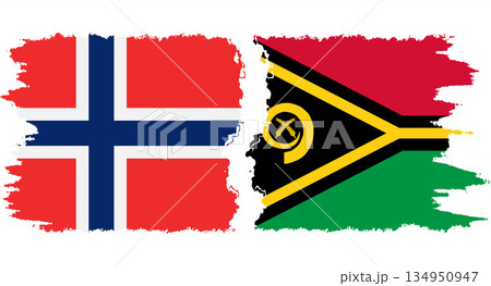 Vanuatu and Norwegian grunge flags connection vector Vanuatu and Norwegian grunge flags connection vector 134950947