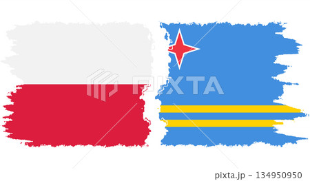 Aruba and Poland grunge flags connection vector Aruba and Poland grunge flags connection vector 134950950