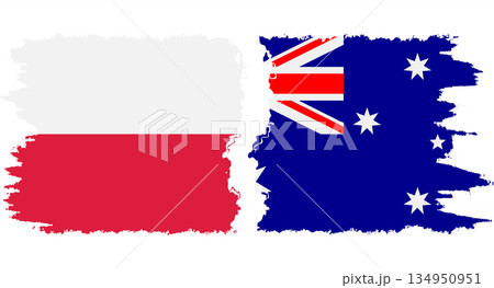 Australia and Poland grunge flags connection vector 134950951