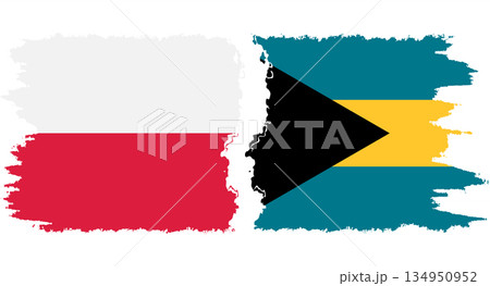 Bahamas and Poland grunge flags connection vector 134950952