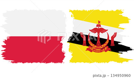 Brunei and Poland grunge flags connection vector Brunei and Poland grunge flags connection vector 134950960