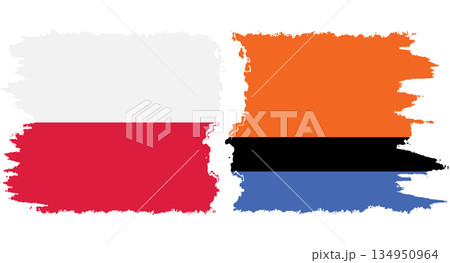 Chagos and Poland grunge flags connection vector Chagos and Poland grunge flags connection vector 134950964