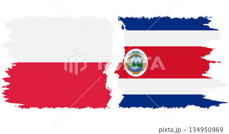 Costa Rica and Poland grunge flags connection vector 134950969