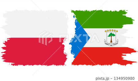 Equatorial Guinea and Poland grunge flags connection vector 134950980