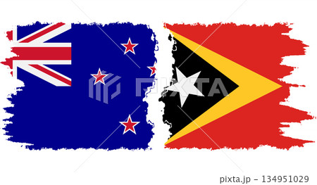 Timor-Leste - East Timor and New Zealand grunge flags connection vector 134951029