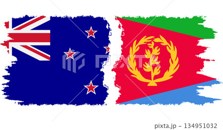 Eritrea and New Zealand grunge flags connection vector 134951032