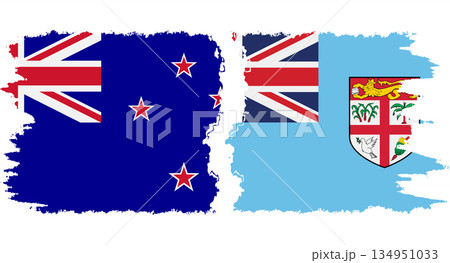 Fiji and New Zealand grunge flags connection vector Fiji and New Zealand grunge flags connection vector 134951033