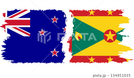 Grenada and New Zealand grunge flags connection vector 134951035