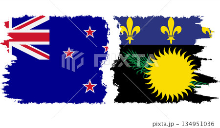 Guadeloupe and New Zealand grunge flags connection vector Guadeloupe and New Zealand grunge flags connection vector 134951036