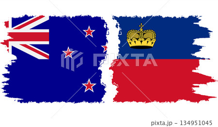 Liechtenstein and New Zealand grunge flags connection vector 134951045