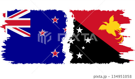 Papua New Guinea and New Zealand grunge flags connection vector 134951058