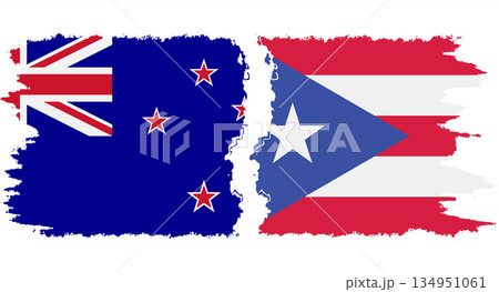 Puerto Rico and New Zealand grunge flags connection vector 134951061