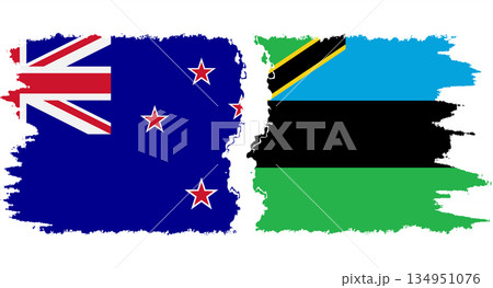 Zanzibar and New Zealand grunge flags connection vector Zanzibar and New Zealand grunge flags connection vector 134951076