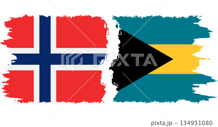Bahamas and Norwegian grunge flags connection vector 134951080