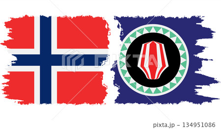 Bougainville and Norwegian grunge flags connection vector Bougainville and Norwegian grunge flags connection vector 134951086