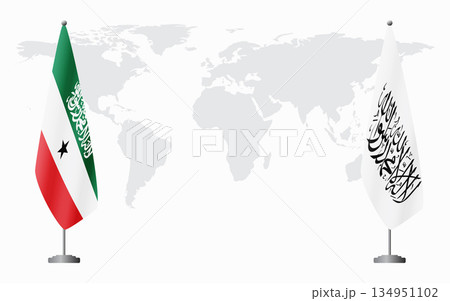 Somaliland and Afghanistan flags for official meeting 134951102