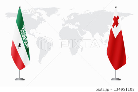 Somaliland and Tonga flags for official meeting Somaliland and Tonga flags for official meeting 134951108