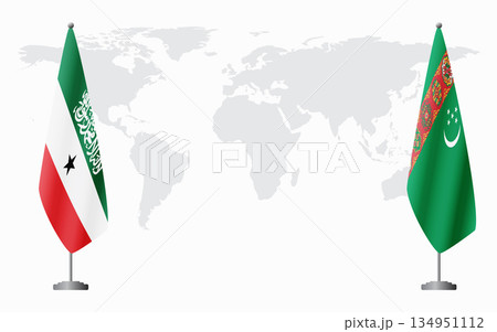 Somaliland and Turkmenistan flags for official meeting Somaliland and Turkmenistan flags for official meeting 134951112