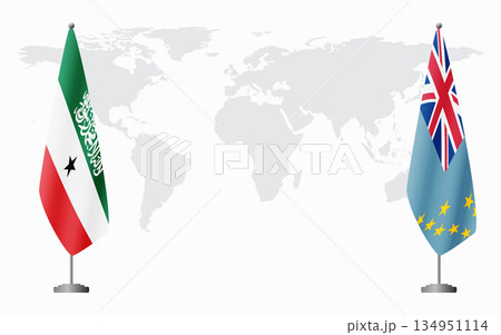 Somaliland and Tuvalu flags for official meeting 134951114