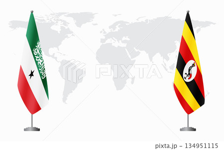 Somaliland and Uganda flags for official meeting 134951115