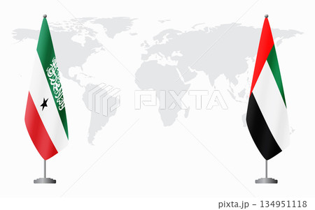 Somaliland and United Arab Emirates flags for official meetin Somaliland and United Arab Emirates flags for official meetin 134951118