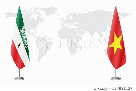 Somaliland and Vietnam flags for official meeting Somaliland and Vietnam flags for official meeting 134951127