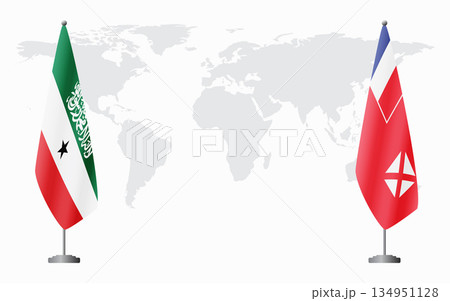 Somaliland and Wallis and Futuna flags for official meeting 134951128