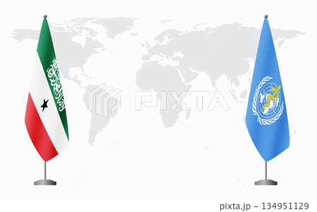 Somaliland and World Health Organization flags for official m Somaliland and World Health Organization flags for official m 134951129