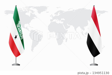 Somaliland and Yemen flags for official meeting 134951130
