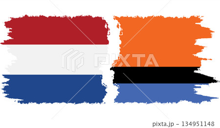 Chagos and Netherlands grunge flags connection vector Chagos and Netherlands grunge flags connection vector 134951148