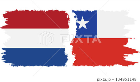 Chile and Netherlands grunge flags connection vector Chile and Netherlands grunge flags connection vector 134951149