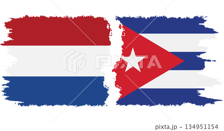 Cuba and Netherlands grunge flags connection vector Cuba and Netherlands grunge flags connection vector 134951154